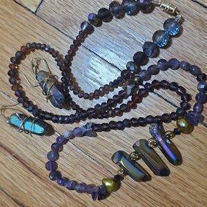 30' Set Northern Lights Necklace Earrings OOAK  OneOf A Kind Just Made W/ A B